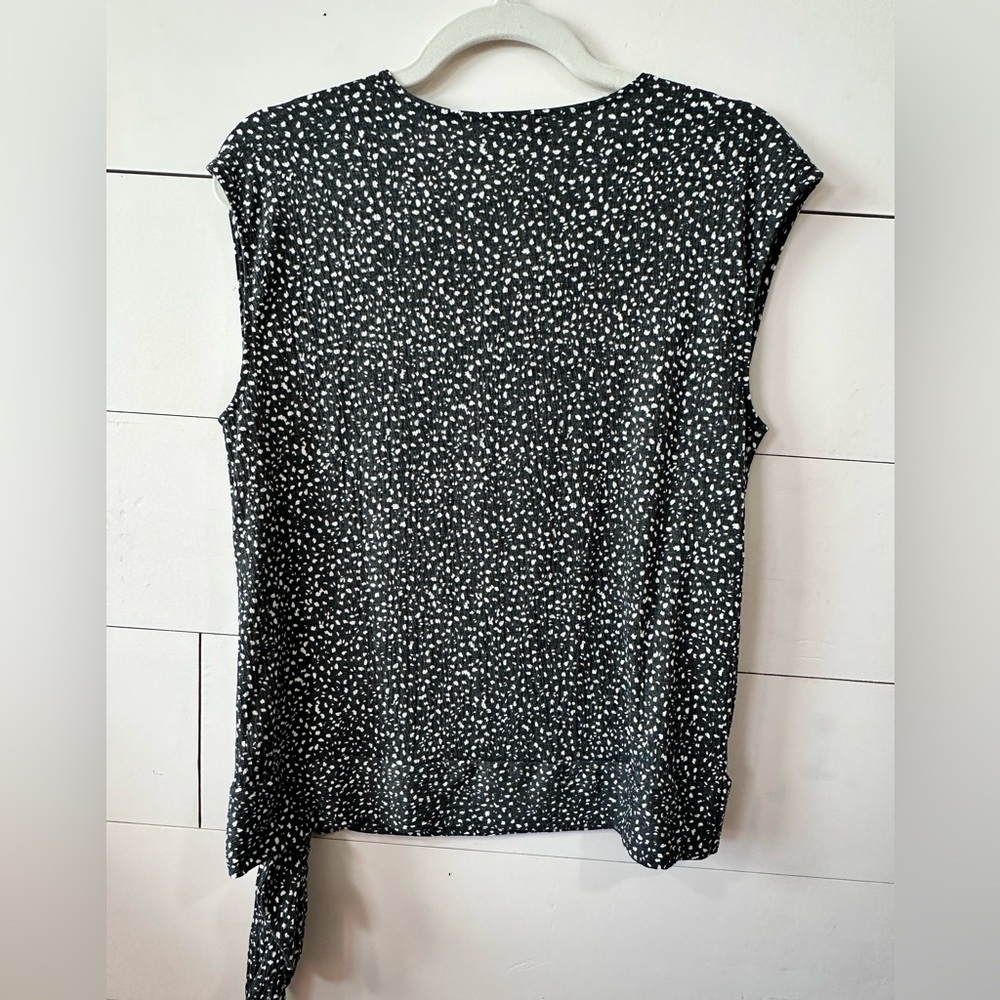 LOFT Black and White Dotted Wrap Blouse - Picture 2 of 4